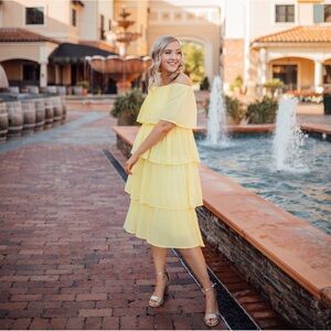 Sunshine yellow midi dress